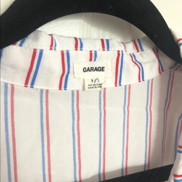 Garage red white blue tie crop top blouse - Picture 5 of 6